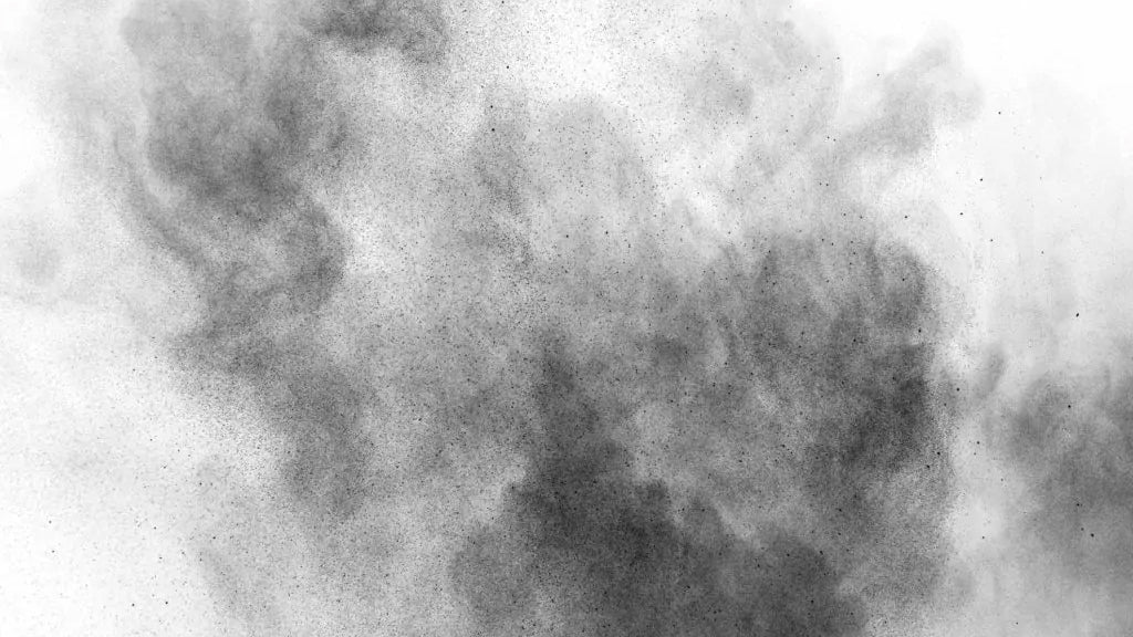 A monochromatic image showcasing a smoke cloud purified by an industrial air cleaner.