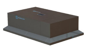 A brown industrial air cleaner on top of a white background.